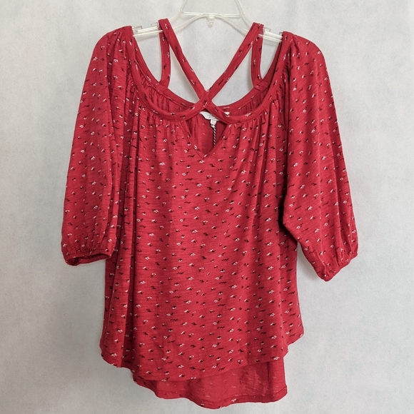 Ditsy Off Shoulder Criss Cross Top - Picture 4 of 6